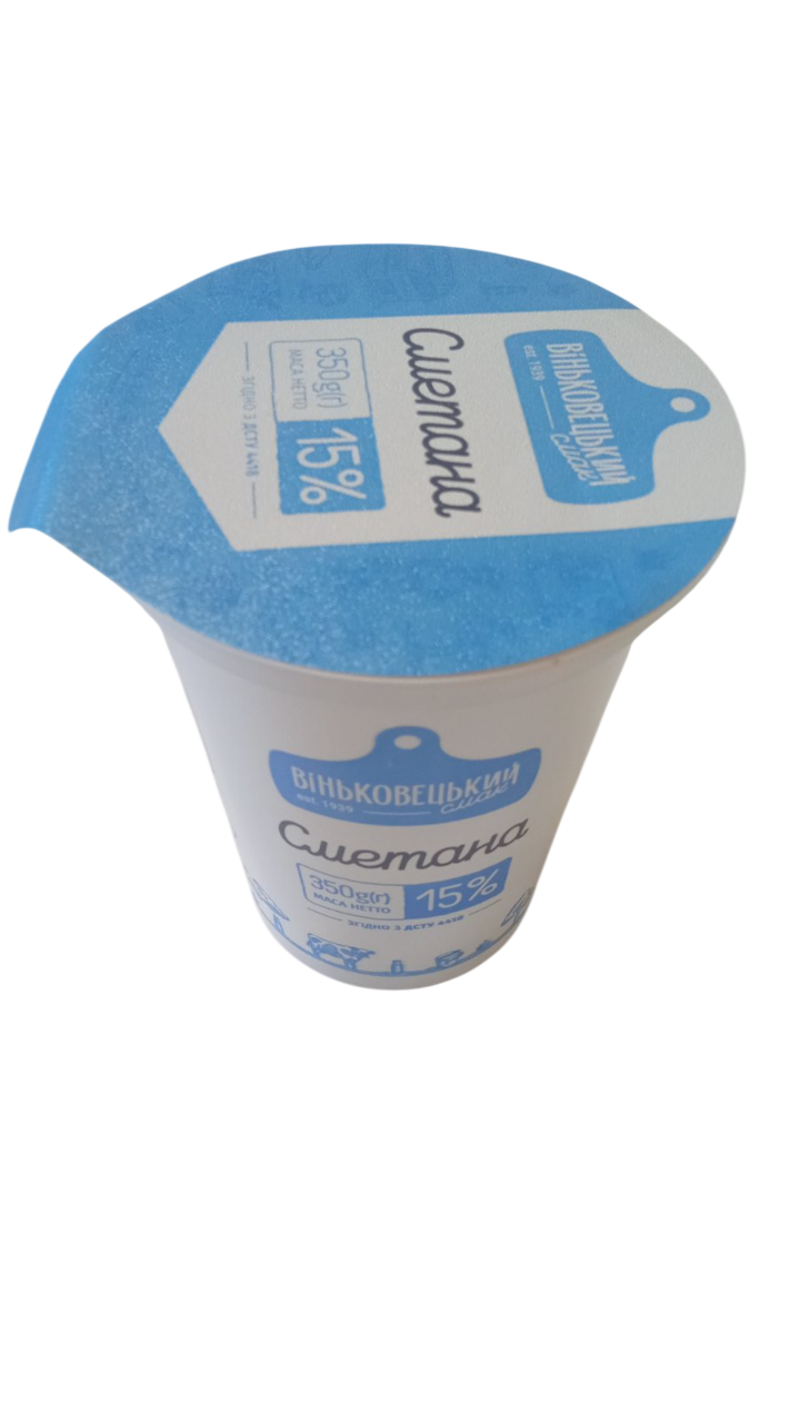 Сметана 15% ВІНЬКОВЕЦЬКИЙ СМАК 350г